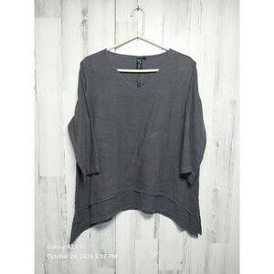 Focus Casual Life Women's Linen Top Small Gray Tunic